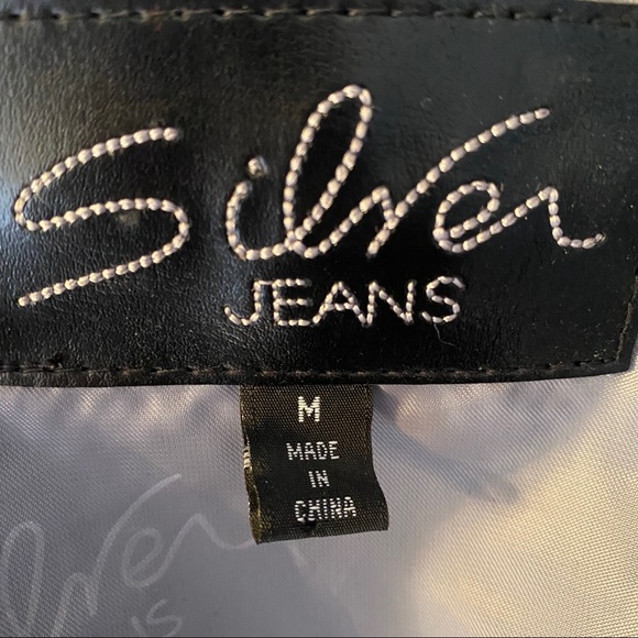 Silver Jeans Soft Black Leather Button Up Jacket M - Picture 6 of 7